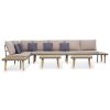 Garden Lounge Set Brown and Grey Solid Acacia Wood, Steel, Polyester