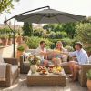 10 ft Offset Patio Umbrella with Cover, Hanging Cantilever Umbrella with 360Â° Rotation, Crank Handle, Tilt, Gray
