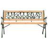 Garden Bench Natural Wood, Green Solid Firwood, Cast Iron, PVC