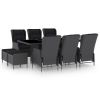 9 Piece Patio Dining Set with Cushions Poly Rattan Dark Gray