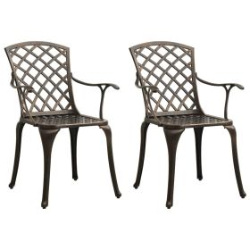 Patio Chairs 2 pcs Cast Aluminum Bronze (Color: Brown)