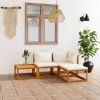 Garden Lounge Set Cream, Natural Wood