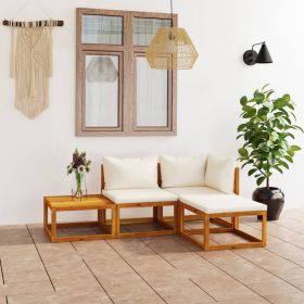 Garden Lounge Set Cream, Natural Wood (Color: Cream)