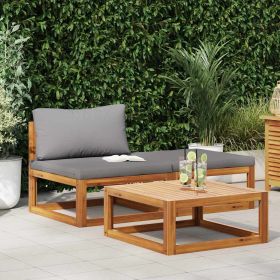 Garden Lounge Set Dark grey, Natural wood (Color: Grey)