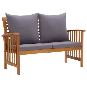 Patio Bench with Cushions 46.9" Solid Acacia Wood (Color: Brown)
