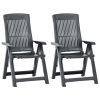 Garden Chair Set of 2 Anthracite Plastic Standard Foldable