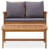 2 Piece Patio Lounge Set with Cushions Solid Acacia Wood