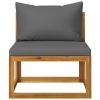 Garden Lounge Set Dark grey, Natural wood