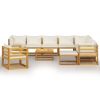 Garden Lounge Set Cream Solid acacia wood, fabric (100% polyester)