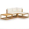 Garden Lounge Set Cream, Natural Wood