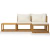 Garden Lounge Set Cream, Natural Wood